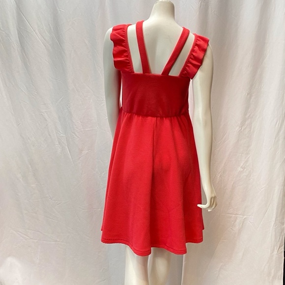 Lilt Girls Coral Orange Sleeveless Fit & Flare Casual Dress Size 16 - Picture 4 of 8